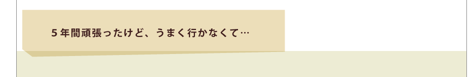 ５年頑張ったけど、うまく行かなくて・・・